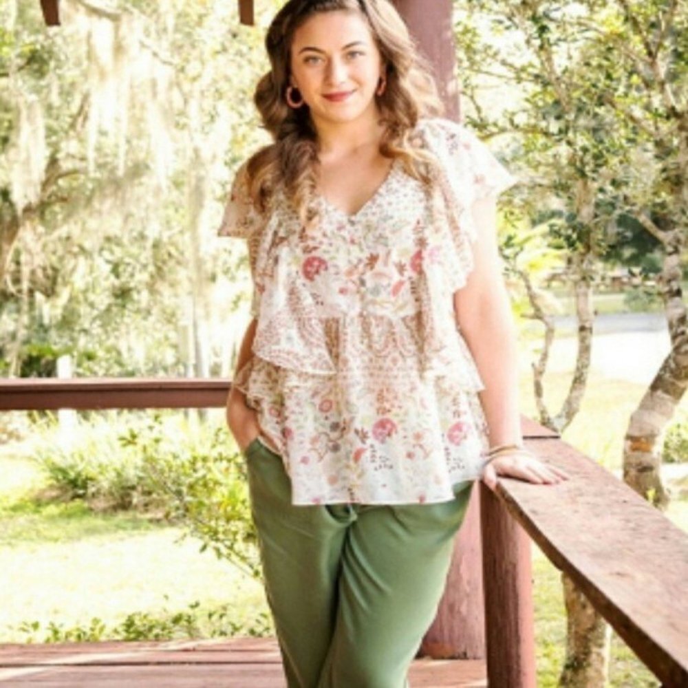 Matilda Jane Top Rustic Floral Boho Fly By Blouse XS